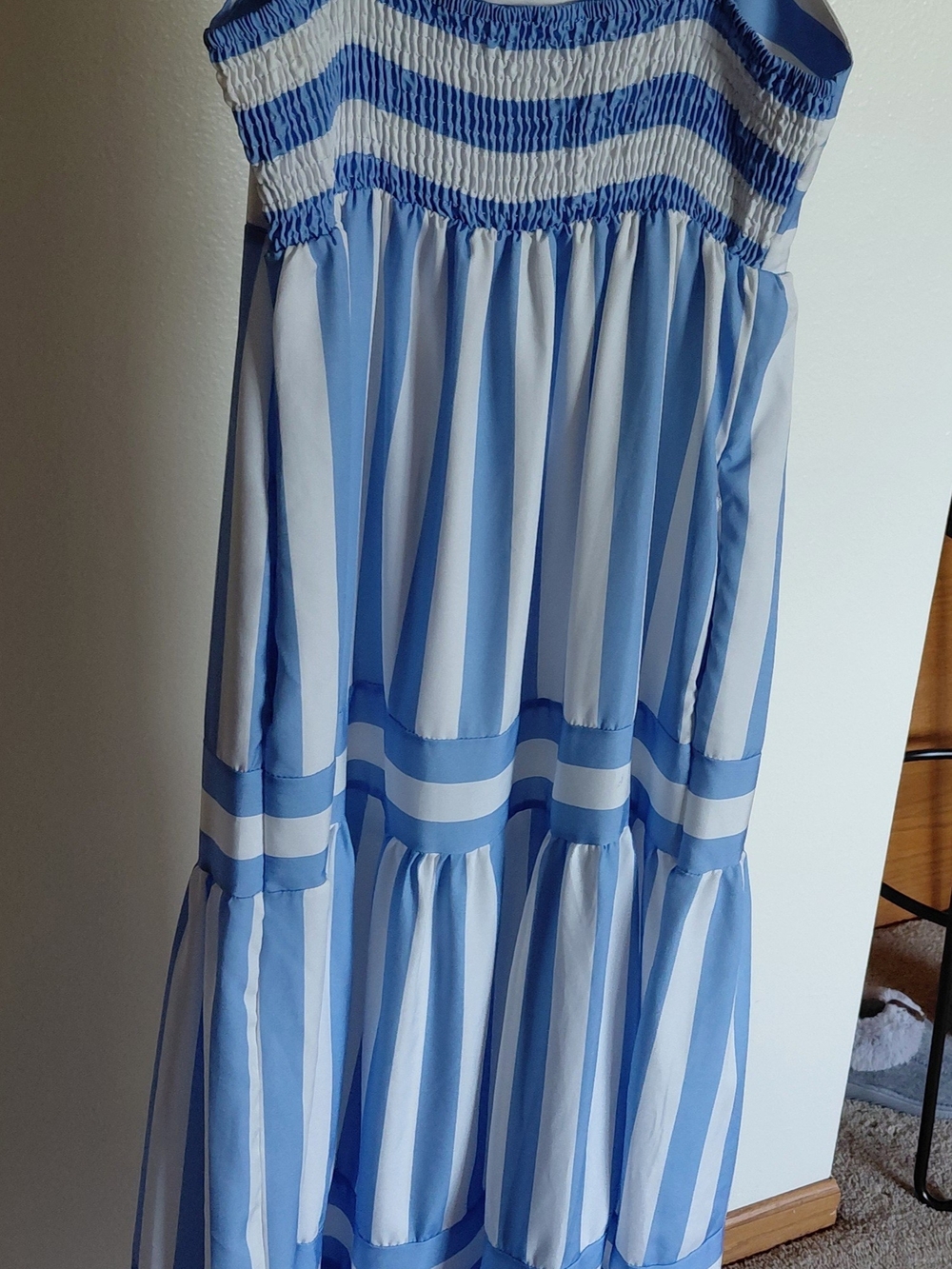 Blue Stripe Maxi Sundress with Spaghetti Straps - Picture 3 of 4